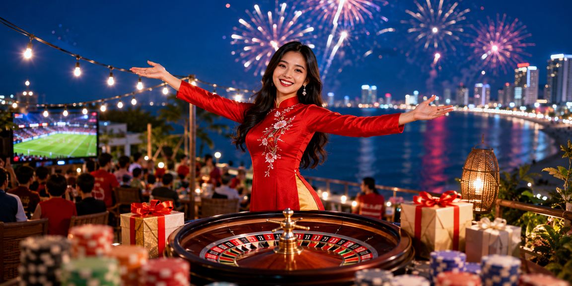 Người dùng tại Nha Trang tham gia chơi roulette trong trang phục áo dài truyền thống