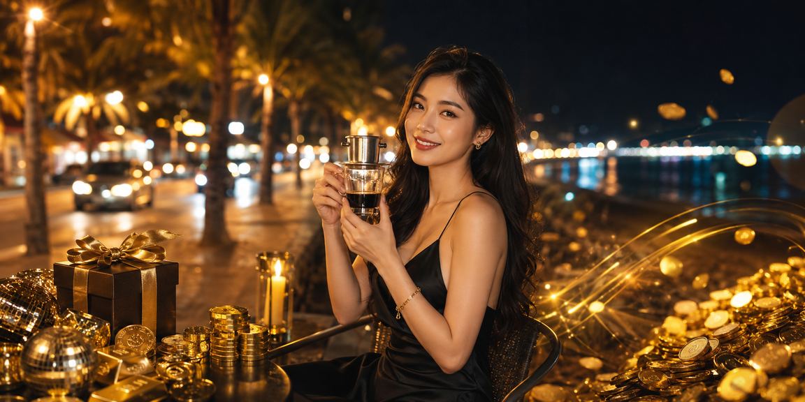 Người dùng Phan Thiết nhâm nhi cà phê và xem thông tin kèo thể thao trên điện thoại vào buổi sáng