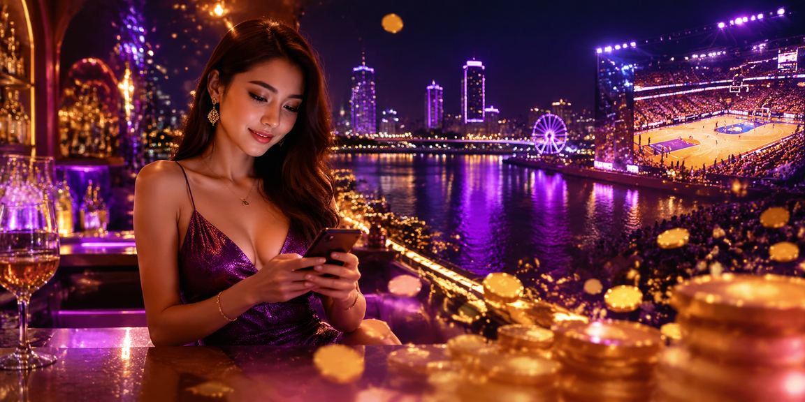 Người hâm mộ bóng rổ tại Quy Nhơn xem thông tin cá cược thể thao dưới ánh đèn neon rực rỡ